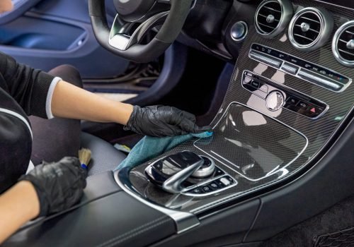 cleaning the interior of a luxury car with the help of chemistry with nanotechnology.